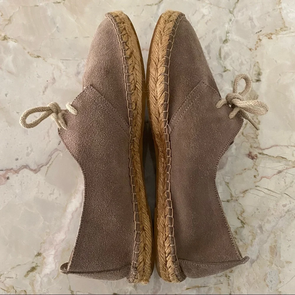 Suede Lace-up Espadrilles in Taupe by Casa Hernanz Madrid, Size 39, EUC